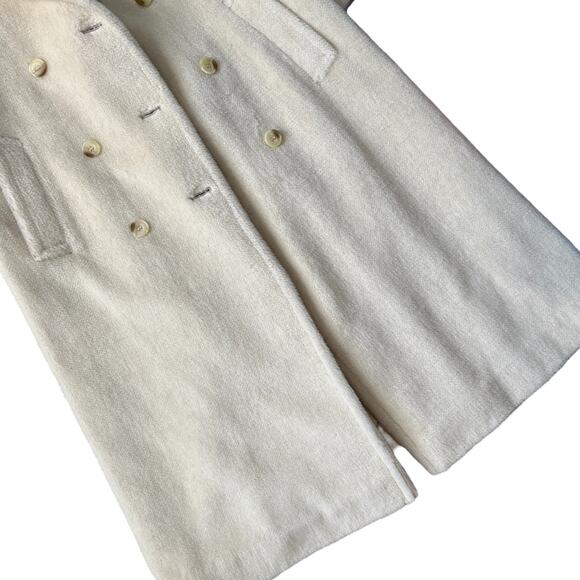 Vintage Invertere Cream 100% Alpaca Pile Trench Coat Satin Lined Women’s XL - Picture 4 of 13